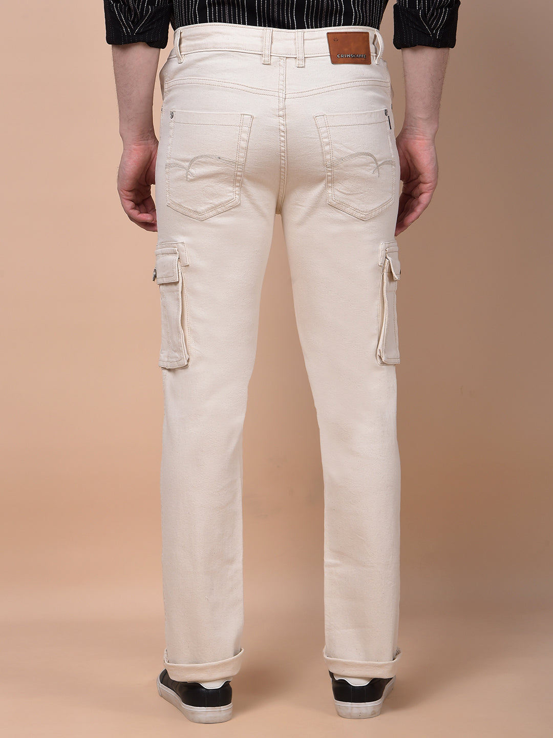 Beige Straight Cargo Jeans