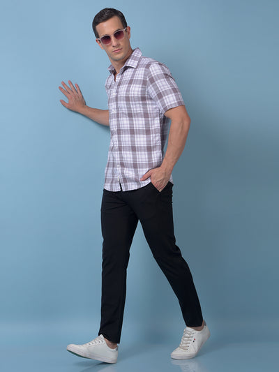 Purple Checked 100% Cotton Shirt