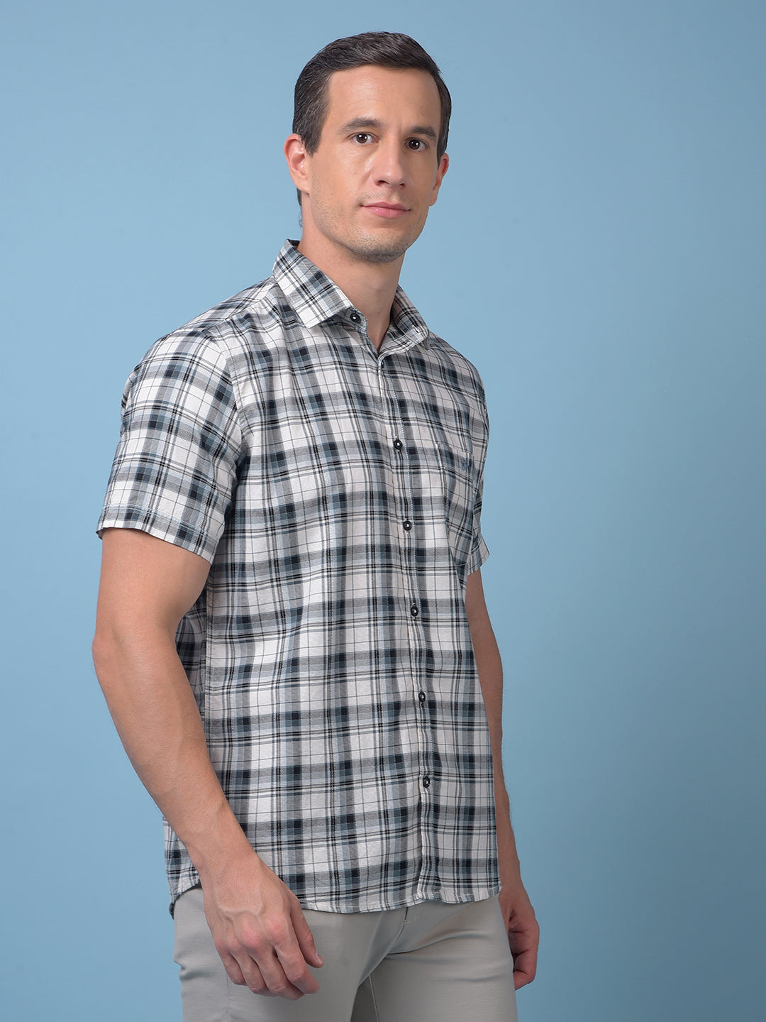 Blue Checked 100% Cotton Shirt