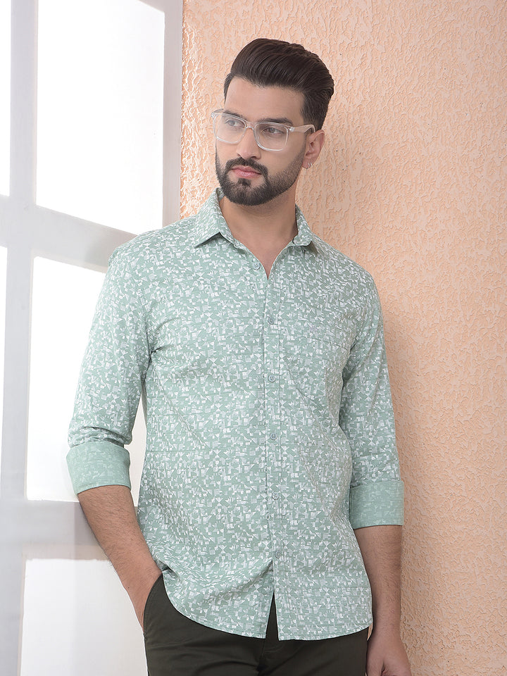 Green Printed 100% Cotton Shirt