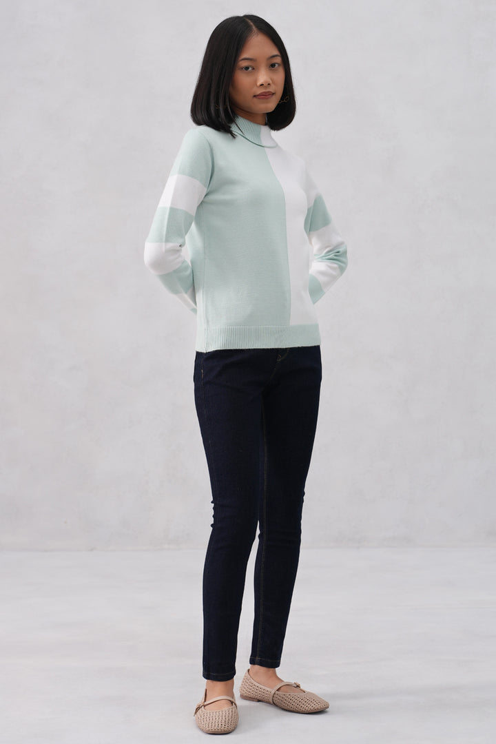 Mint Green Color-Block Sweater