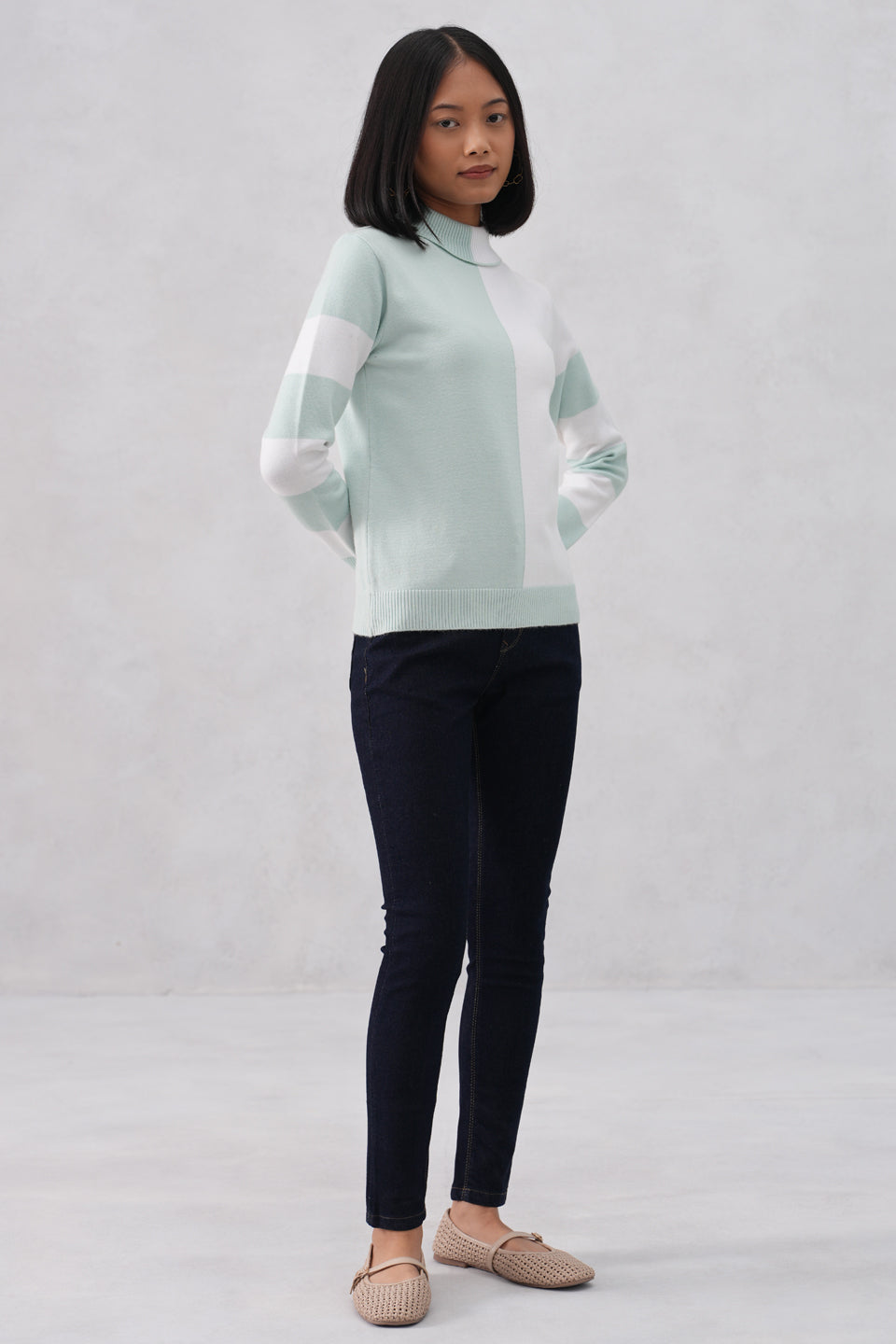 Mint Green Color-Block Sweater