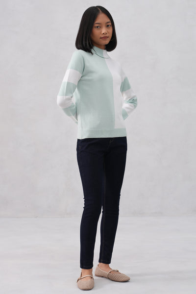 Mint Green Color-Block Sweater