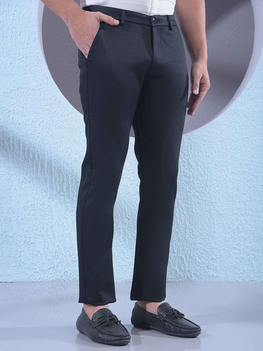 Black Printed Modal Knitted Trousers