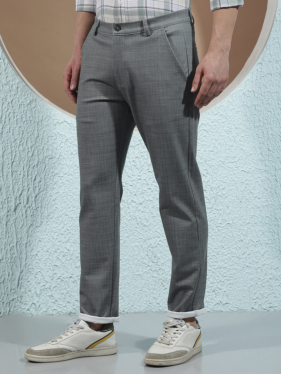Grey Refined Knitted Style Trousers