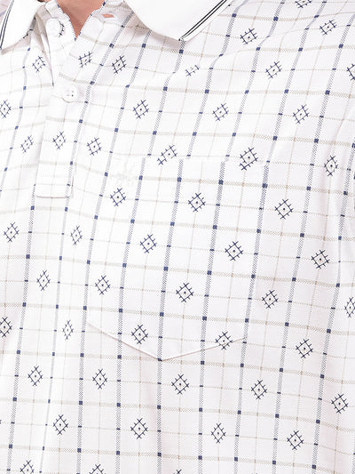 White Printed Polo Neck T-Shirt