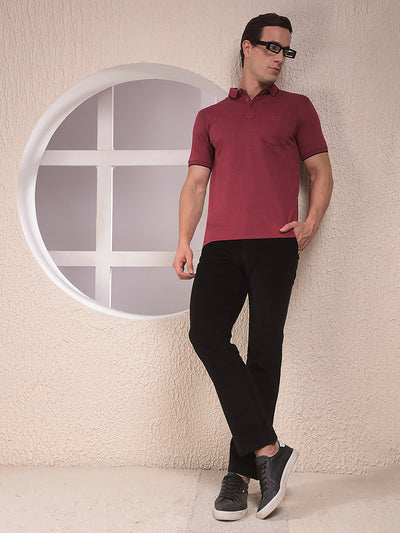 Maroon Polo Neck T-Shirt