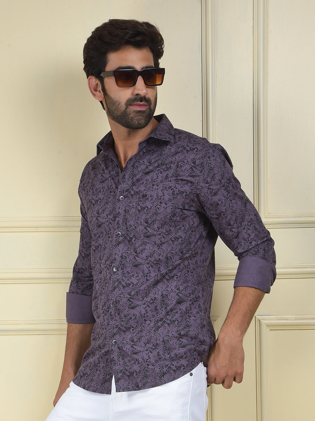 Purple Floral Print Shirt