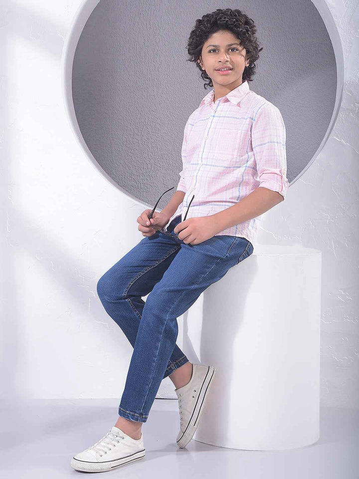 Pink Checked 100% Cotton Shirt