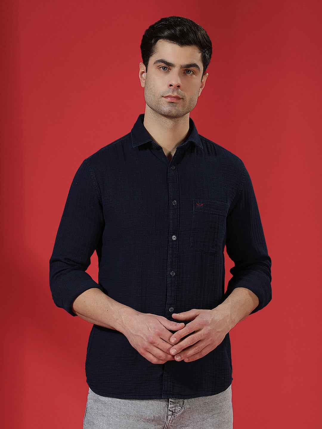 Navy Blue 100% Cotton Shirt