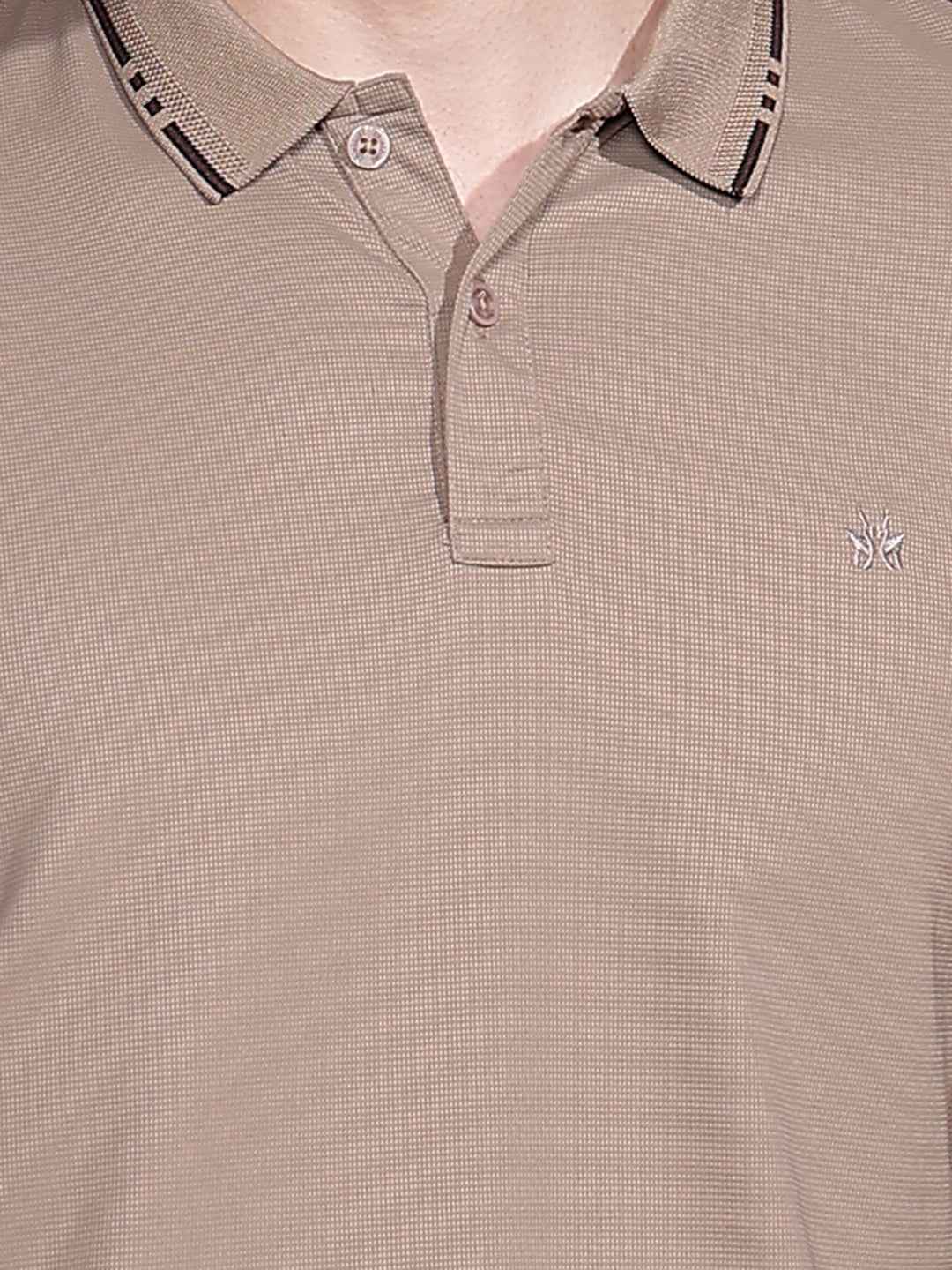 Beige Polo Neck T-Shirt