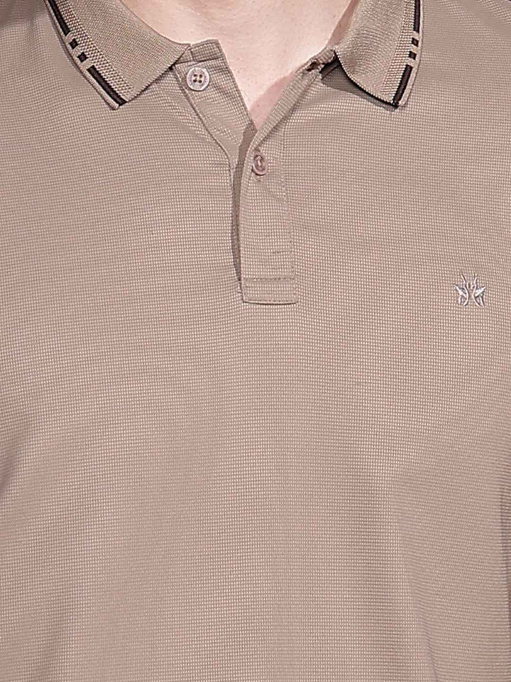 Beige Polo Neck T-Shirt