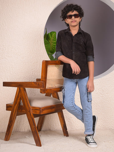 Blue 100% Cotton Straight Cargo Jeans