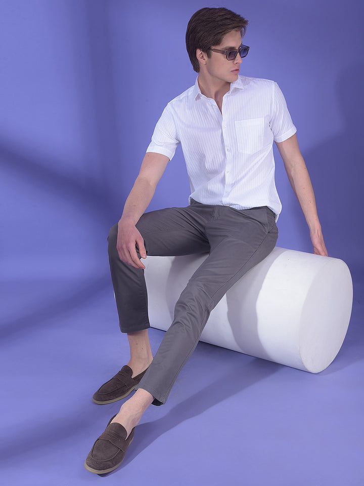 White Vertical Stripes 100% Cotton Shirt