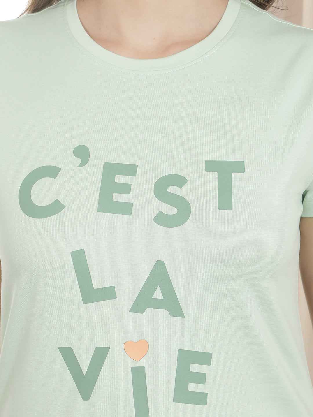 Green Typographic Printed T-Shirt