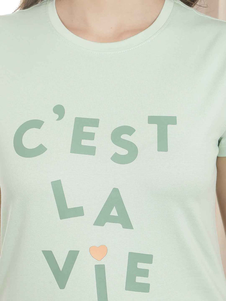 Green Typographic Printed T-Shirt