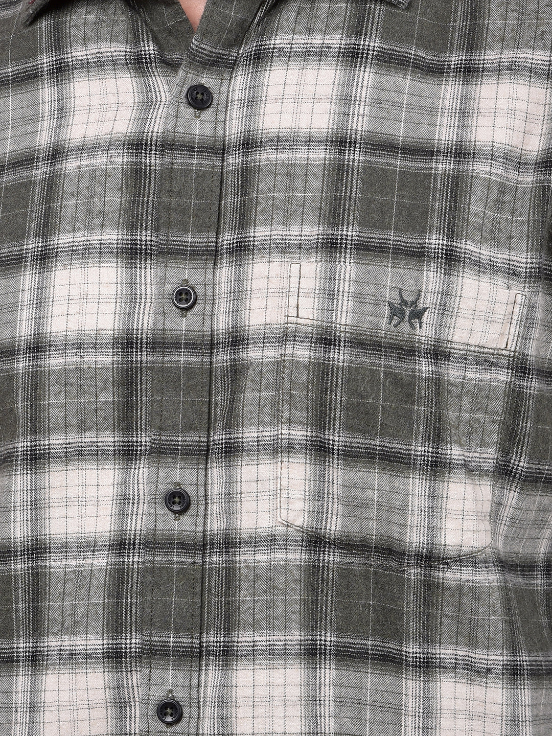 Olive Checked 100% Cotton Shirt