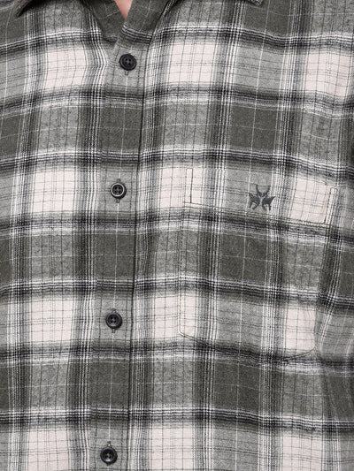 Olive Checked 100% Cotton Shirt