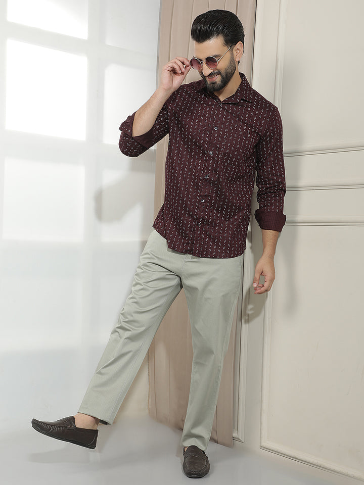 Luxe Crimson Maroon Printed Shirt