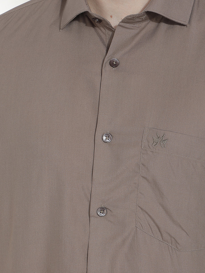 Sleek Earthy Brown Modal Shirt