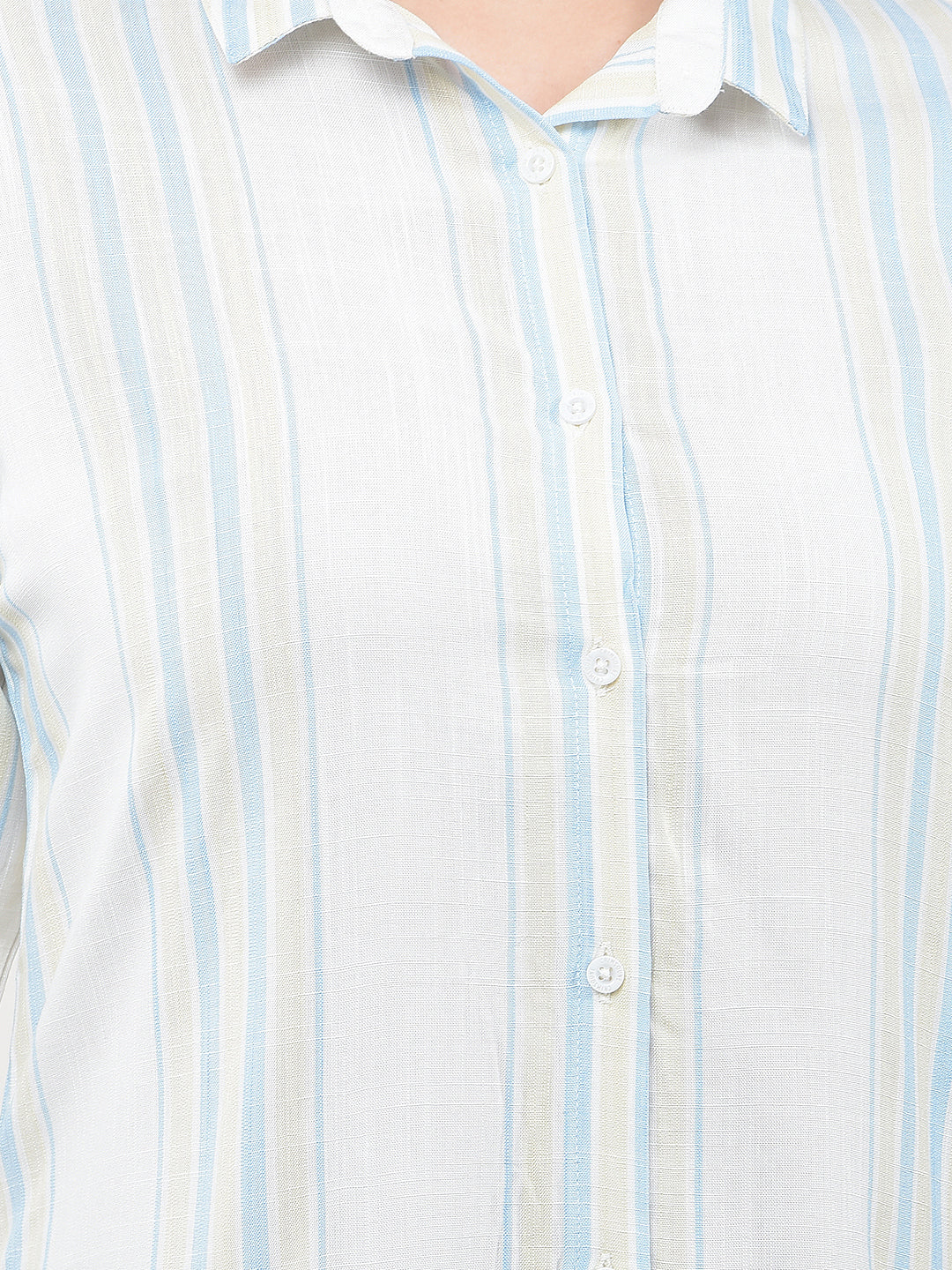 Sky Blue Vertical Striped Shirt