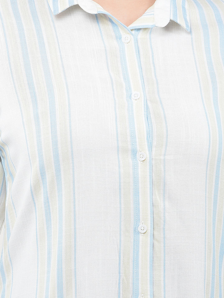 Sky Blue Vertical Striped Shirt