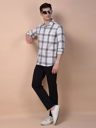 White Checked 100% Cotton Shirt