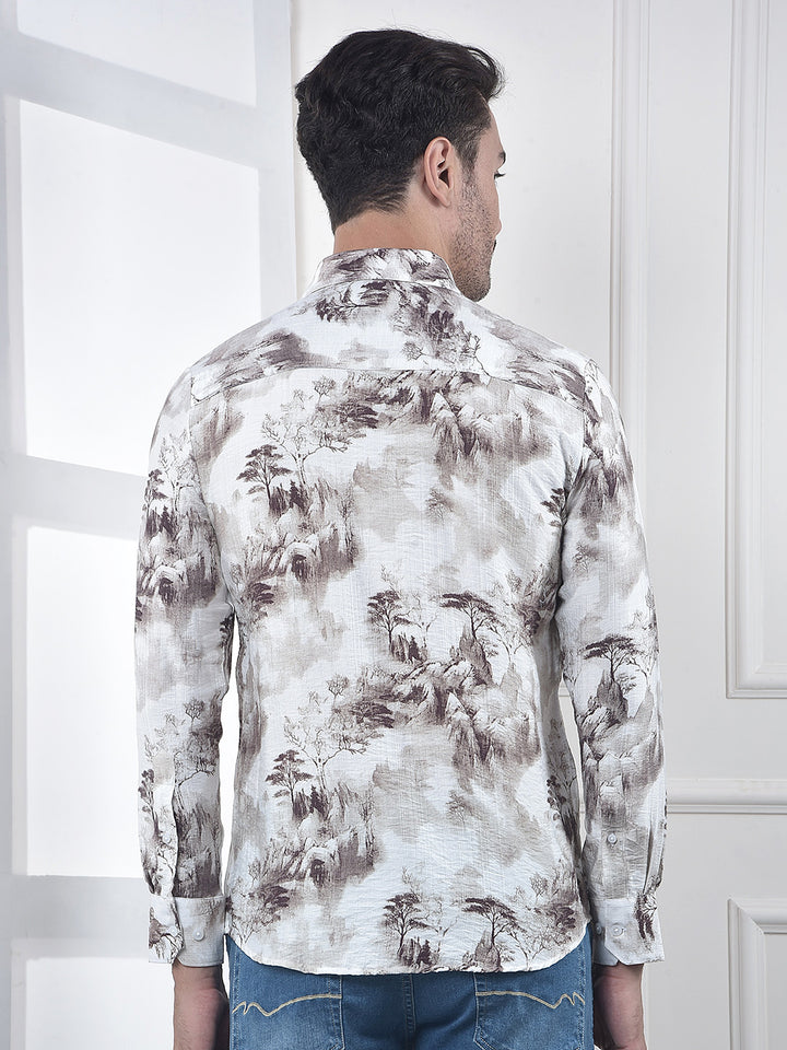 Brown Floral Print Shirt