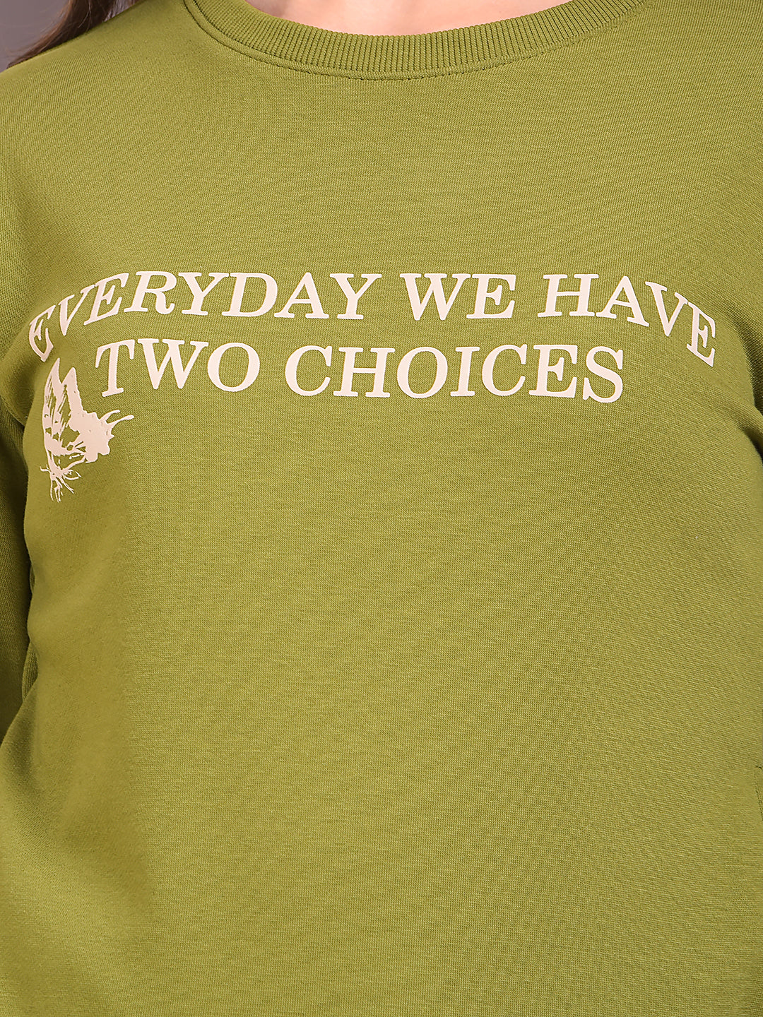 Olive Graphic Print Sweatshirt