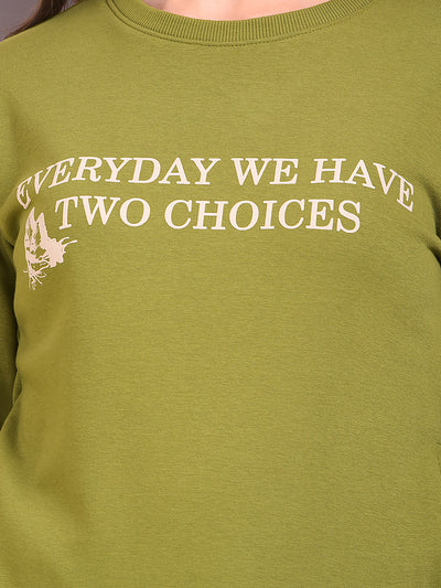 Olive Graphic Print Sweatshirt