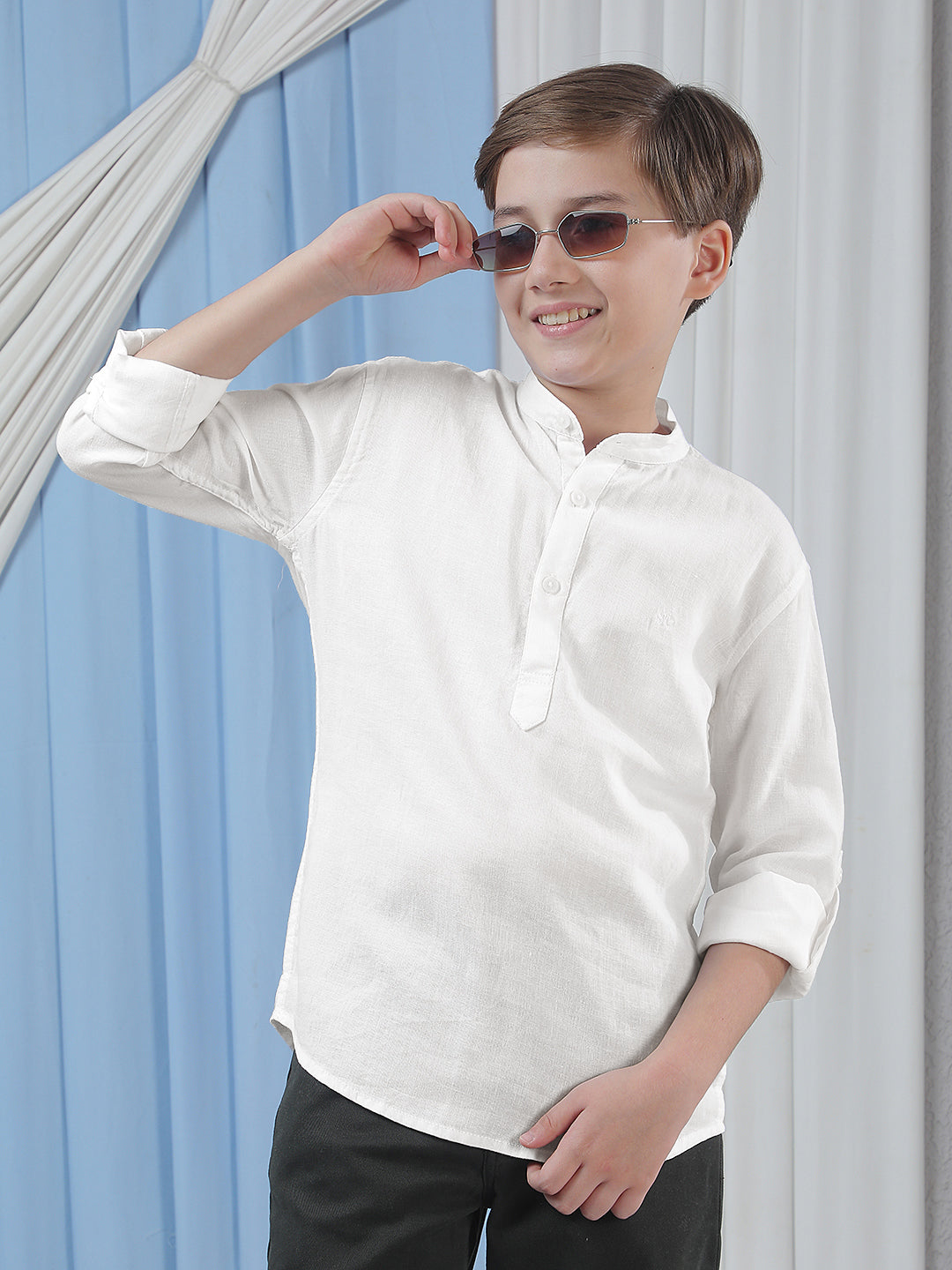 White Linen Mandarin Neck Kurta
