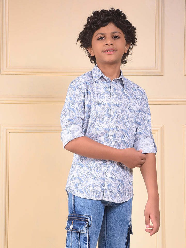 Blue Floral Print Shirt
