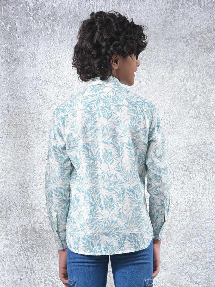 Blue Floral Print 100% Cotton Kurta