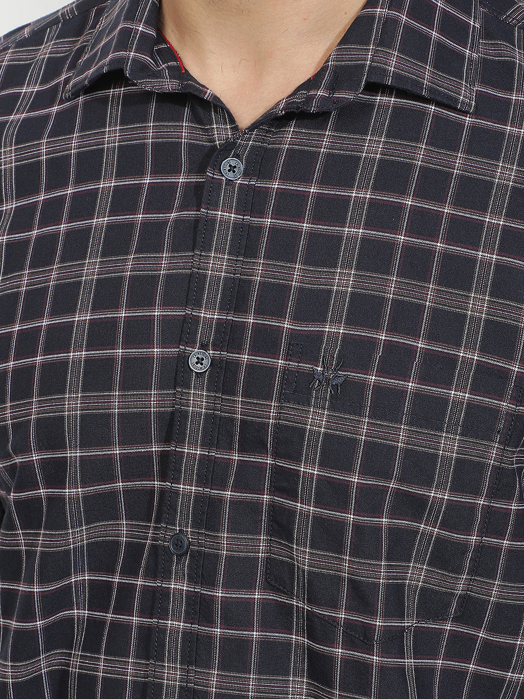 100% Cotton Navy Blue Checked Shirt