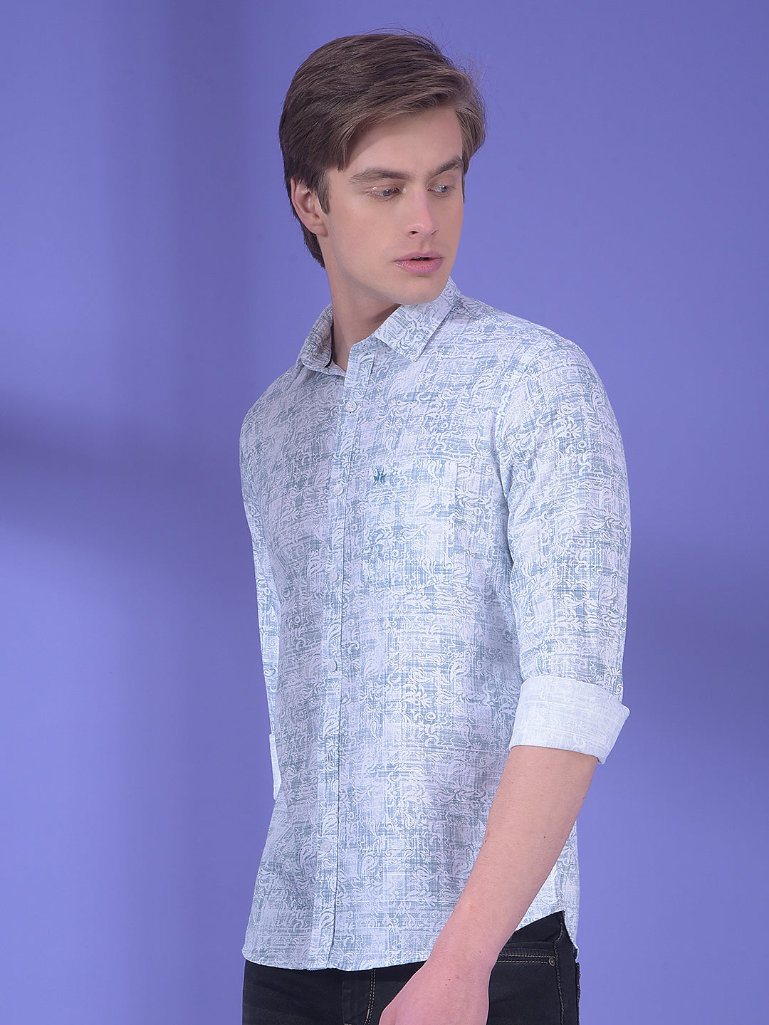 Green Printed 100% Cotton Shirt