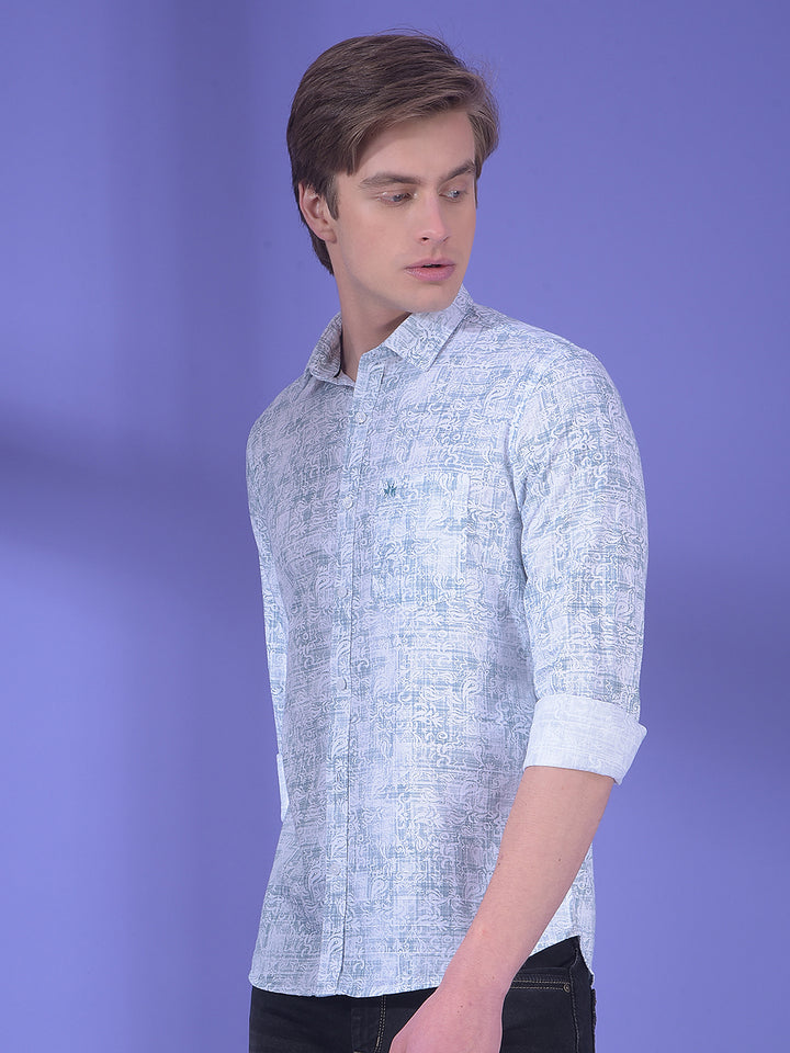Green Printed 100% Cotton Shirt