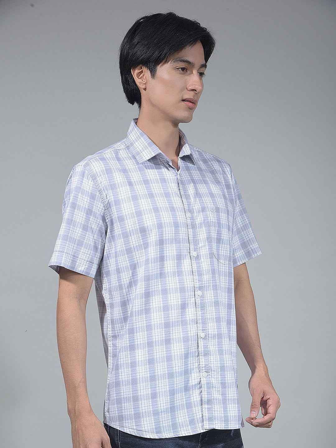 Grey Checked 100% Cotton Shirt