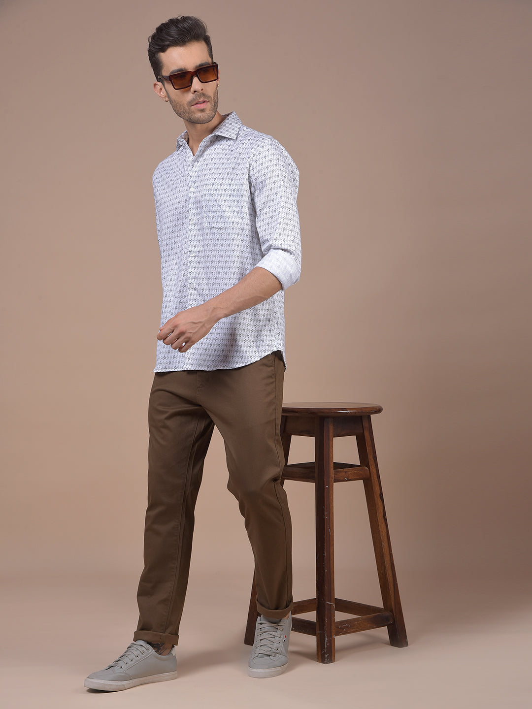 Brown Printed Trousers