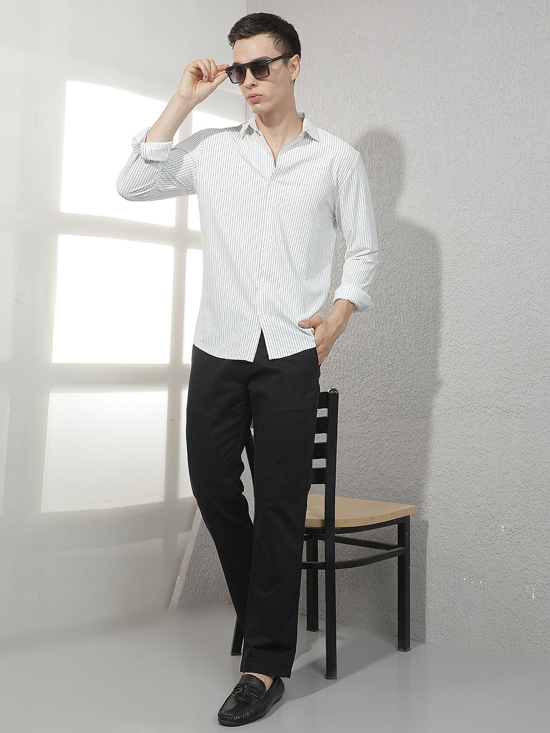 Sleek Obsidian Black Straight Trousers