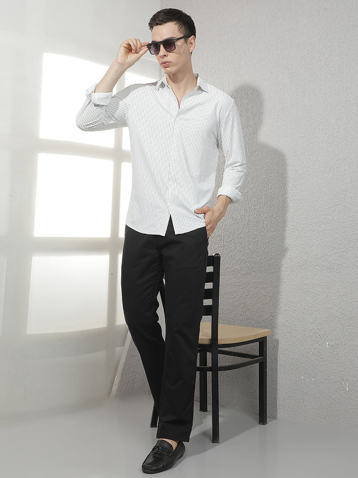 Sleek Obsidian Black Straight Trousers