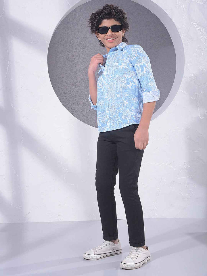 Blue Floral Print Shirt