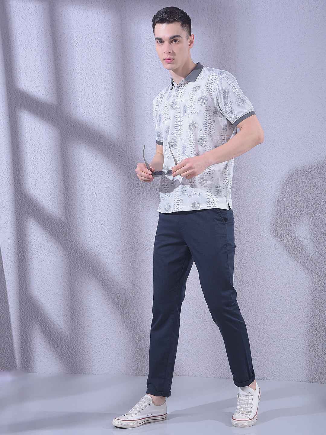 Beige Printed Accent T-Shirt