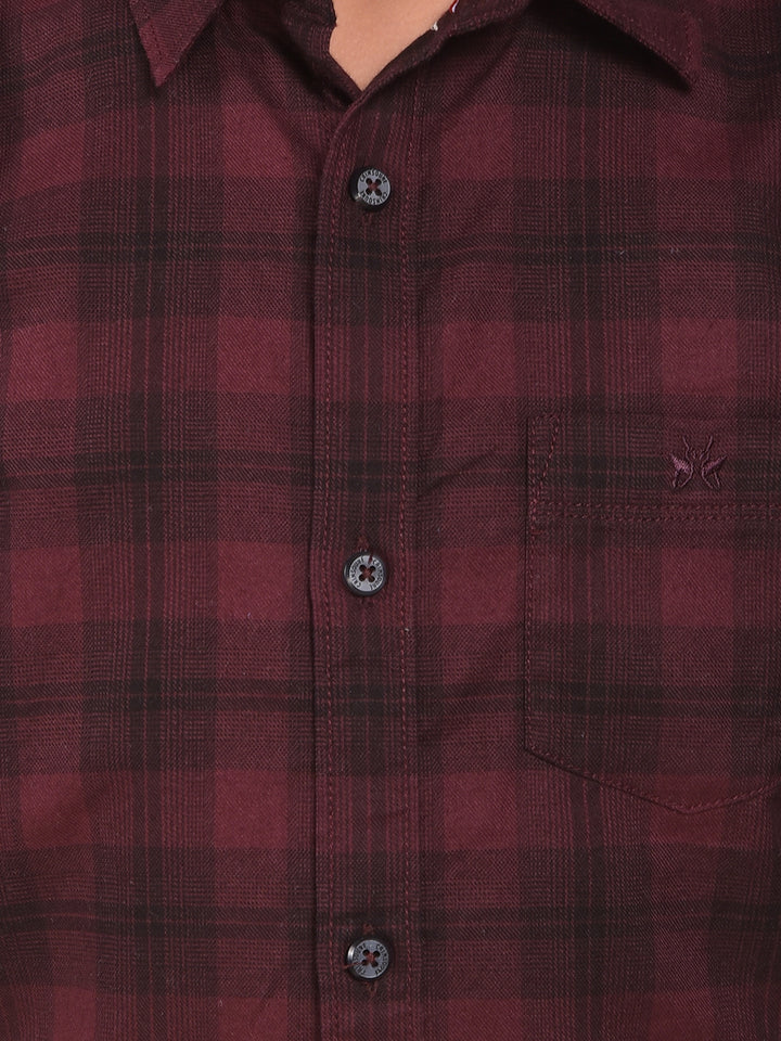 Maroon Checked 100% Cotton Shirt
