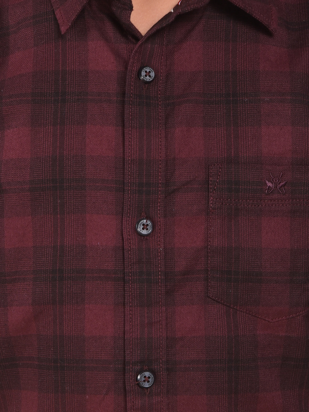 Maroon Checked 100% Cotton Shirt