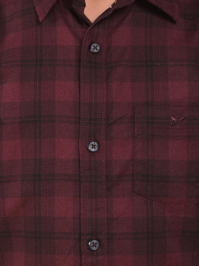 Maroon Checked 100% Cotton Shirt