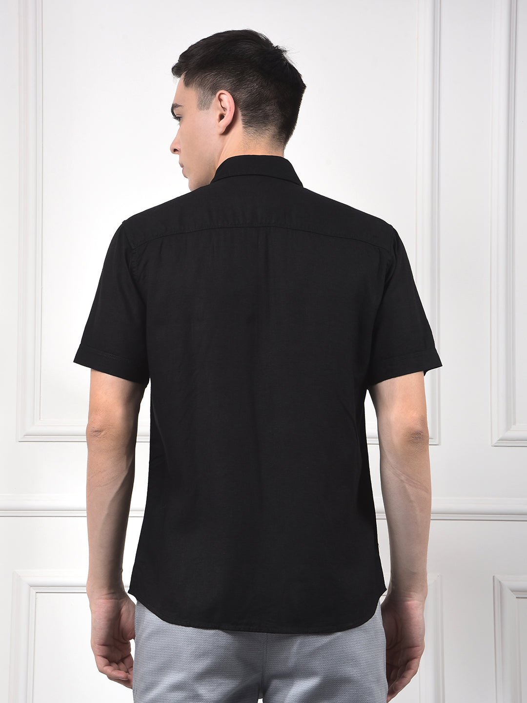 Soft Washed Linen Black Shirt