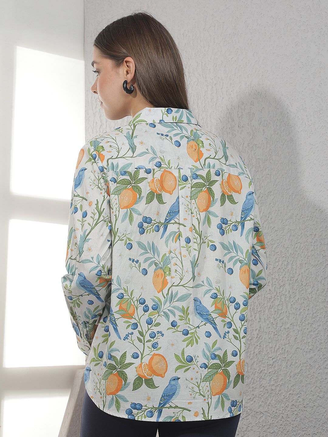 Multi-Color Botanical Print 100% Cotton Shirt