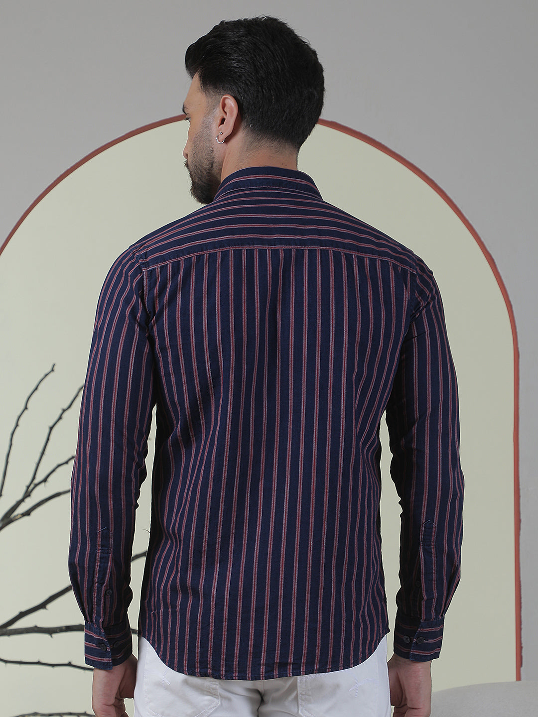 Red Vertical Stripes 100% Cotton Shirt