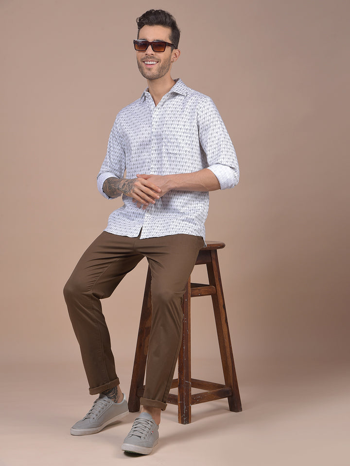 Brown Printed Trousers