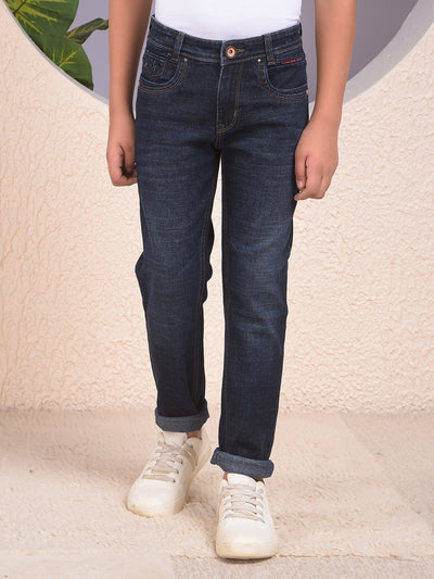Sleek Dark Wash Slim Fit Blue Jeans